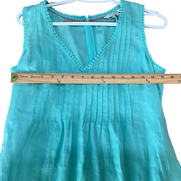 Boden Linen Sleeveless Summer Dress Aqua Blue Size 4L - Picture 7 of 10
